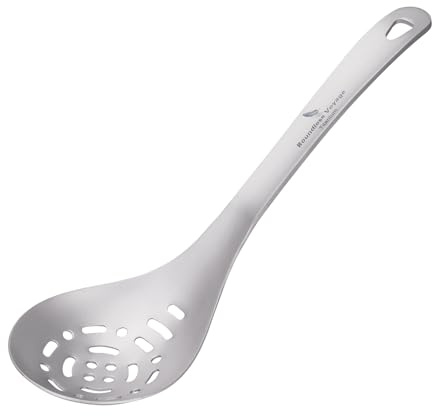 iBasingo Cuillère à fente en titane - Passoire de cuisine ultra légère pour la cuisine, les pâtes, la salade et la cuisson à chaud - En métal durable - Pour l'extérieur, le camping, le sac à dos, la