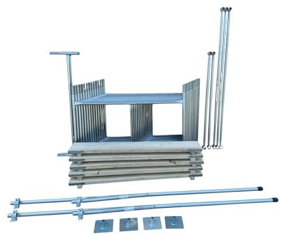 Torre de andamio galvanizada de 7,2 m, kit de base clásica de 4 x 4 pies con tablas de plataforma y estabilizadores para proyectos de construcción y mantenimiento seguros del hogar