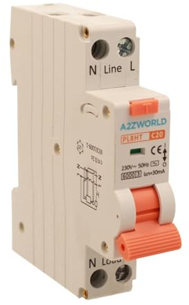 Interruttore Differenziale Magnetotermico 1 Modulo 20A C20, 1P+N 6kA 30mA 220V, RCBO Slim Tipo AC Curva C, Serie PL8HT Professionale