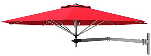 GYMAX Ombrellone da Parete a Braccio, con Testa Inclinabile e Supporto Regolabile, Ombrellone da Esterno con 8 Costole Robuste, per Balcone, Giardino, Cortile