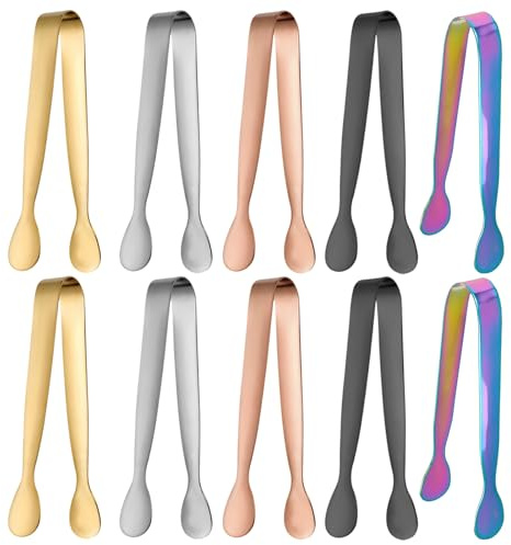10 PCS Mini Tongs for Food, Sweet Tongs for Pick Mix Sugar Tong Smooth Ice Tong, Thicken Versatile for Providing Food to Households Cafes Restaurant Supplies Dessert Sugar Parties