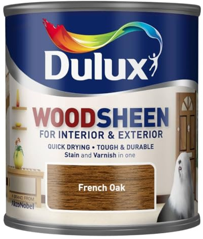 Woodsheen Stain and Varnish 250ml French Oak | Interior Wood Stain and Varnish | Satin Finish for Doors Skirting Furniture and Trim | Quick Dry Wood Protection