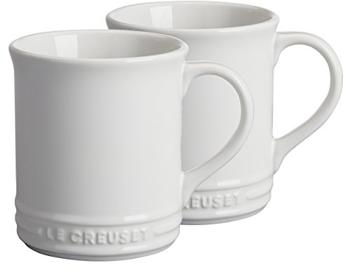 Le Creuset Stoneware, 14-Ounce Mug, White, Set of 2