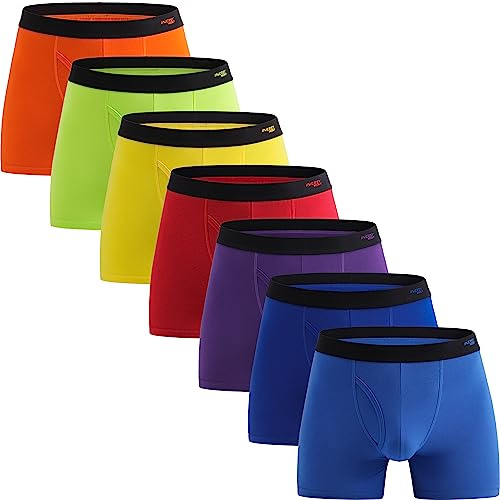 INNERSY Boxershorts herr bomull underbyxor med grepp män färgglada underkläder 7-pack