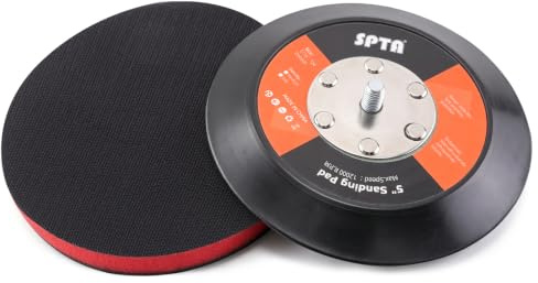 SPTA 5(125mm) Backing Pad Hook and Loop Backing Plate 5/16-24 Thread DA Air Random Orbital Sander/Polisher Backing Pad with 5 Interface Cushion Pad for Sanding Finishing Polishing Buffing
