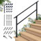 5 Steps Outdoor Hand Rails for Steps, Black Wrought Iron Handrail Kit