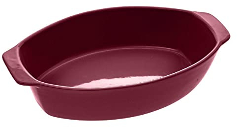 5five - plat ovale céramique 39 x 24 rouge