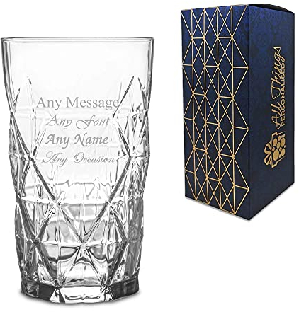 Personalised Engraved Keops Hiball Gin or Cocktail Glass Comes with Gift Box, Personalise with Any Message for Any Occasion - Product Engraved in The UK