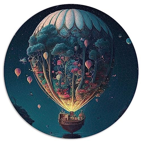 Rundes Puzzle, 1000 Teile, Ballon im Weltraum, rundes Puzzle für Erwachsene und Kinder ab 12 Jahren, Papppuzzles, Lernspielzeug, Familienspiele, Größe: 67,5 x 67,5