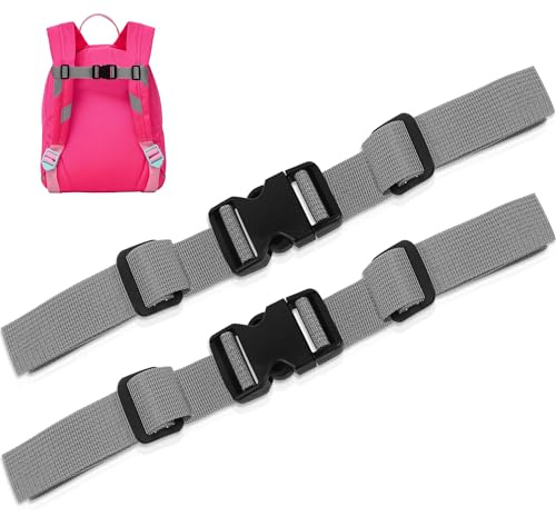 Moorle Cinghia toracica regolabile, 2 pezzi, cinghie per zaino in nylon con chiusura rapida, cinghia antiscivolo per borsa della scuola, grigio resistente cintura toracica per jogging, escursioni