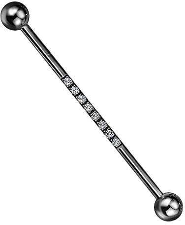 Taffstyle Industrial Ohr Knorpel Piercing Langhantel Barbell Scaffold mit Kristallen