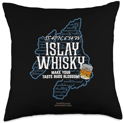 Peat, Smoke and Islay Whisky Tumbler Make Your Taste Buds Blossom Islay Whisky Throw Pillow, 18x18, Multicolor