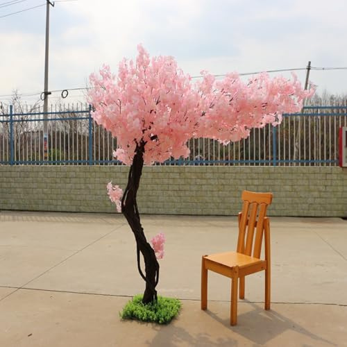 Arbre de Fleurs de Cerisier Artificiel, décor de Fleurs de Cerisier, Fausses Plantes de Fleurs de Cerisier, Arbre Sakura, Cerisier pleureur, Plante Artificielle avec tiges de Bois véritable(2x1.5m)