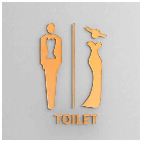 Panneau De Toilette Panneau de toilettes Panneau de toilettes for hommes et femmes Panneau d'invite publique créatif personnalisé Toilettes publiques Hôtel Bureau Plaque Wc(18,18x11cm (3MM thick))