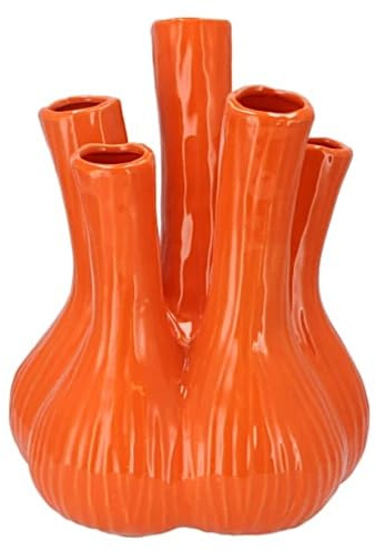 Vase Orange Keramik Steckvase 35 cm Glänzend Handgefertigt