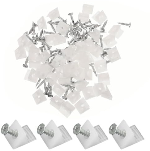 OHREN 100 pezzi Cunei di Fissaggio Stabilizzatori con Viti per Mobili,Backplane Connettore Supporto Angolare,Mobili Cassetto Casa Riparazione,Riparazione con Cunei per Cassetti Allentati (Bianco)