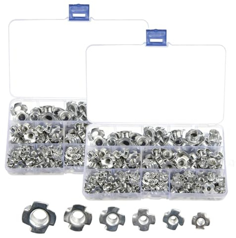 320 tuercas de impacto M3/M4/M5/M6/M8/M10, tuercas de impacto de acero al carbono, tuerca de impacto con 4 puntas de impacto, cuatro tuercas de punta, para madera, muebles, tubos, construcción de