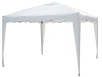 VERDELOOK | Gazebo Pieghevole in Metallo, 3x3 m, Bianco, con Copertura Poliestere, Trasportabile con Borsa Inclusa, da Giardino, Mercato, Tenda Pop up, picchetti inclusi