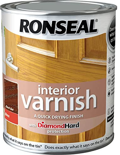 Ronseal RSLINGDO250 250ml Quick Dry Gloss Interior Varnish - Dark Oak