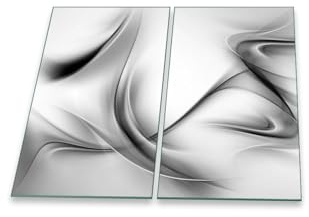 Herdabdeckplatte Abdeckung Ceranfeld Abdeckplatte Schneidebrett 2-Teilig 60x52 Abstraktion Grau Spritzschutz Glasplatte Ceranfeldabdeckung Schutz Herdschutz Sicherheitsglas Glasschneidebrett 2x30x52