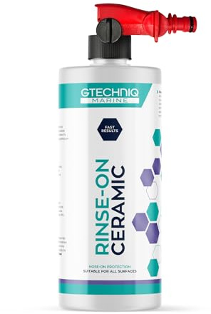 Gtechniq Marine Rinse-On Ceramic Coating with Hose Attachment, Repels Dirt on Gelcoat, Topcoat, Glass, Metal, Plexiglass, 500ml