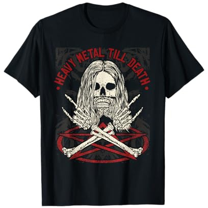 Metal pesado hasta la muerte - Rock Skull Metalhead Camiseta