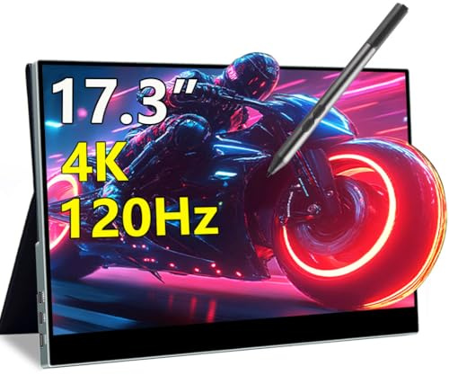 Magedok 17,3 pulgadas 4K 120Hz Pantalla táctil Monitor portátil, 100% P3 Mobile Monitor Anti-Reflection Eye Care Game Display Soporte MPP Stylus USB C Mini HDMI para consola de juegos, portátil, Mac