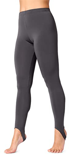 Bellivalini Mujer Leggings térmicos Leggings para Invierno con Forro Interior Caliente Polainas Mallas con Estribo BLV50-274 (Grafito, XL)