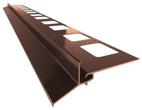 Renoplast® Perfil de Alero de Aluminio K102 200cm Marrón | Acabado de Terrazas y Balcones | Suelos de Baldosas sobre Mortero Adhesivo | Sistemas de Drenaje de Agua | Perfil Angular | Anticorrosión