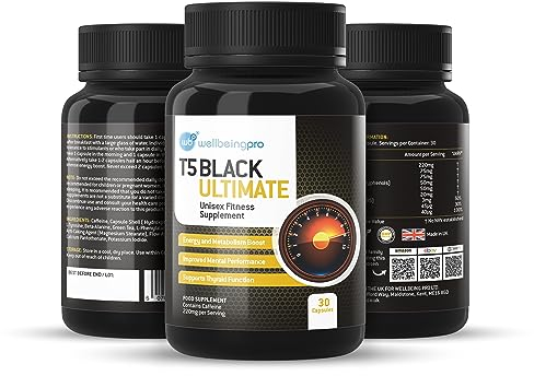 WBP T5 Black Ultimate (1 Month Supply) - Ultra High Strength Thermogenic Fat Burner - Keto Diet & Weight Management Pills - Vegan Friendly & GMP Certified UK Made Fitness Supplement - 30 Capsules