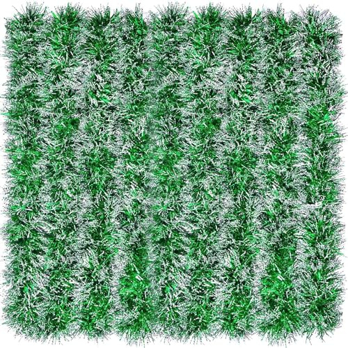 LATERN 10M Guirnalda de Oropel Navideña, Verde Oropel Metálico Guirnalda Gruesa y Brillante con Punta Helada para Árbol de Navidad Invierno Boda Cumpleaños día Festivo Fiesta Decoración