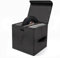 Vinyl Record Storage Box for 12inch LPs,Holds up to 80 Albums,Collapsible Storage Crate with Lid&Handles for Valuable Album Collection (black, 13inch)