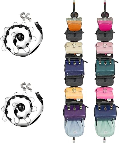 HilyBony Taschen-Hänge-Organizer, Handtaschen-Aufhänger, Aufbewahrung, 20 Haken für Schrank und Tür, 2 Stück (Regal für Handtaschen/2 Stück, für 20 Taschen)