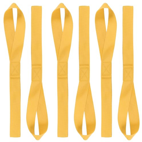 PATIKIL 12x1 Soft Loop Tie Down Straps, 6Pcs 220lb Load Capacity 1100lb Breaking Strength Strap Loops for Securing ATV UTV Motorcycles Bikes Cargo, Yellow