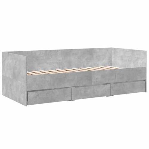vidaXL Tagesbett mit Schubladen ohne Matratze Betongrau 75x190 cm