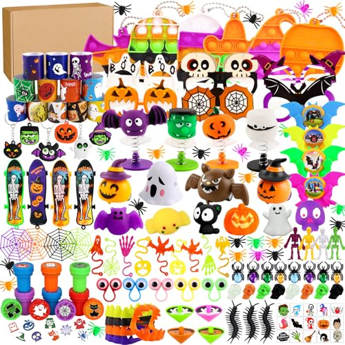 JOLCEEY 207pcs Halloween Party Bag Fillers, Halloween Party Favors Goody Bags Fillers Prizes for Trick or Treat Classroom Rewards Party Supplies