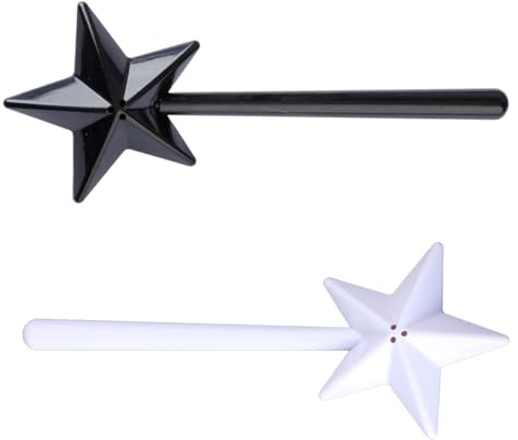 GroveEss 2 botellas de condimento con forma de varita mágica de estrella, salero y pimentero recargables, bonito recipiente de condimentos de estrellas para barbacoa, camping, restaurante en casa