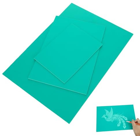 WatDenyFine 3 Stück Linoldruck Platte Linolschnitt Platten A4/A5/A6 Linolplatte Linoleum Platte PVC Platte Einfach zu Gravieren Stempelgummi Linoleum Stempel Selber Machen DIY Handgefertigt Grün