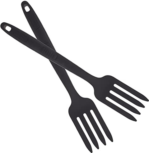 WATIIFUFU Tenedores Grandes de Silicona Multifunción para Pasta y Espaguetis, Resistentes al Desgaste, Diseño Ergonómico, Color Negro, Utensilios de Cocina Seguros para Uso Diario, Pack
