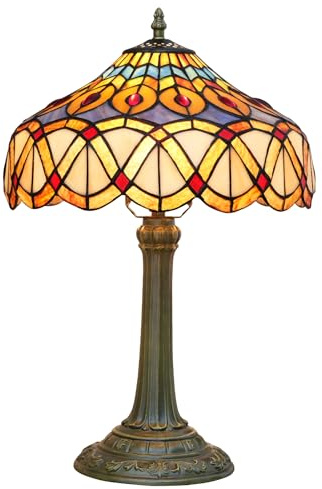 Lampada da tavolo in vetro colorato stile coda di pavone gialla Lampada da lettura vintage fatta a mano per soggiorno, camera da letto, sala nuziale, ufficio domestico Lampada decorativa antica