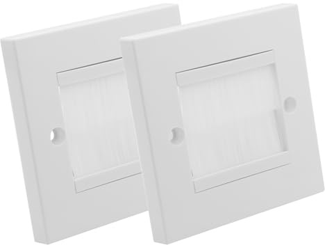 Batheidon Multimedia Wanddose, Kabeldurchführung mit Bürstenabdeckung, Unterputzdose für TV, Lautsprecher, Internetkabel, geeignet für Standarddosen, 80x80mm, einfach zu montieren，weiß