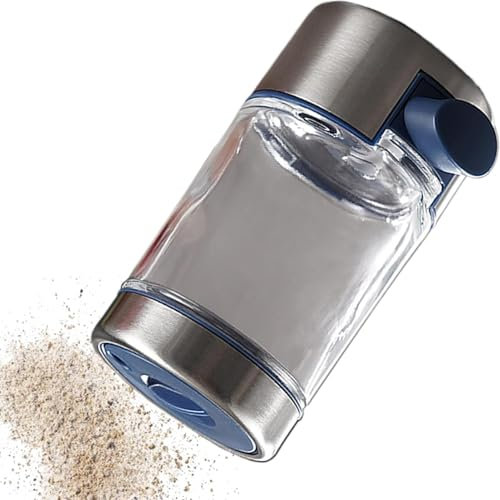 Salero para cocina, a prueba de humedad, dispensador de condimentos | Tapa de acero inoxidable de vidrio, salero y pimentero grande, recipiente para cocinar, hornear y preparar alimentos necesarios