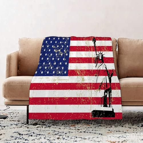 EOMKSE Kuscheldecke Flauschig Decke - weiche warme Fleecedecke 150x200cm als Decke Sofa,Freiheitsstatue. Amerikanisches Symbol. Amerikanische Flagge. USA. Freiheit.,Wohndecke oder Couchdecke überwurf