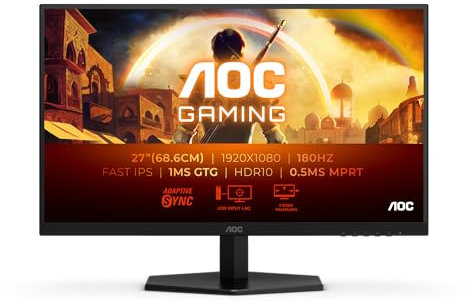AOC Gaming 27G42E - 27 tum, 180 Hz, 1 ms, FreeSync Prem, G-Sync comp, HDR10 (1920 x 1080, 1 x HDMI 2.0, 1 x DisplayPort 1.4) svart