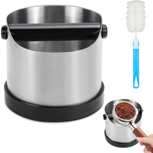 NCTNCX Knock Box, Récipient de tapotement pour porte-filtre, boîte à café en acier inoxydable, boîte à café avec fond antidérapant