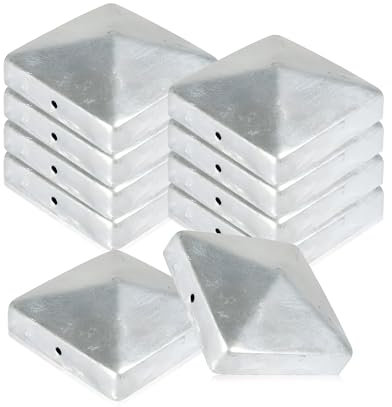 h2i Pfostenkappe | Stahl verzinkt | 71 x 71 mm | 10 Stück | Eckige Abdeckkappe für Garten Holzpfosten Pfostenträger & Zaunpfosten in Pyramidenform | Wetterschutz für Holz-Balken & Pfosten