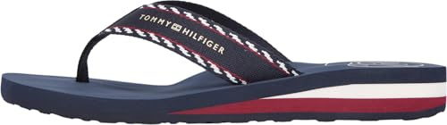 Tommy Hilfiger kvinnor HILFIGER WEBBING strand SANDAL FW0FW09038 Flip Flops, BLÅ (Rymdblå), 37, Blå rymd blå, 37 EU