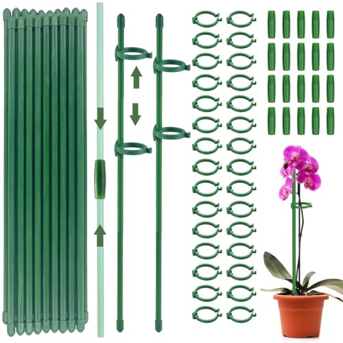 20 Pezzi Supporti Per Piante, Tutori Per Piante, In Bambù Con 40 Fibbie E 15 Tubi Di Collegamento Bidirezionali, 30 Cm, Bastoncini Per Piante, In Bambù, Per La Casa, Il Giardino, La Pianta Rampicante