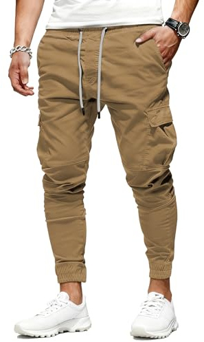 SwissWell Pantalons pour Homme Cargo Jogging Chino de Sport en Coton Pantalons de Travail Randonnée en Plein Décontractés Taille élastique Cordon de Serrage Pantalons de Survêtement avec Poches S-2XL