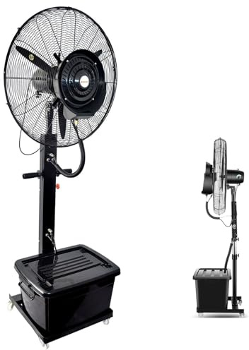 Generico 26in/30in Ventilatore Nebulizzatore Industriale a Piedistallo, 3 velocità, Oscillazione a 90°, Serbatoio da 42L, Ventilatore da Esterno con Nebulizzatore, Ventilatori a Piantana(26inchs)